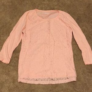 Lace blush pink 3/4 length top